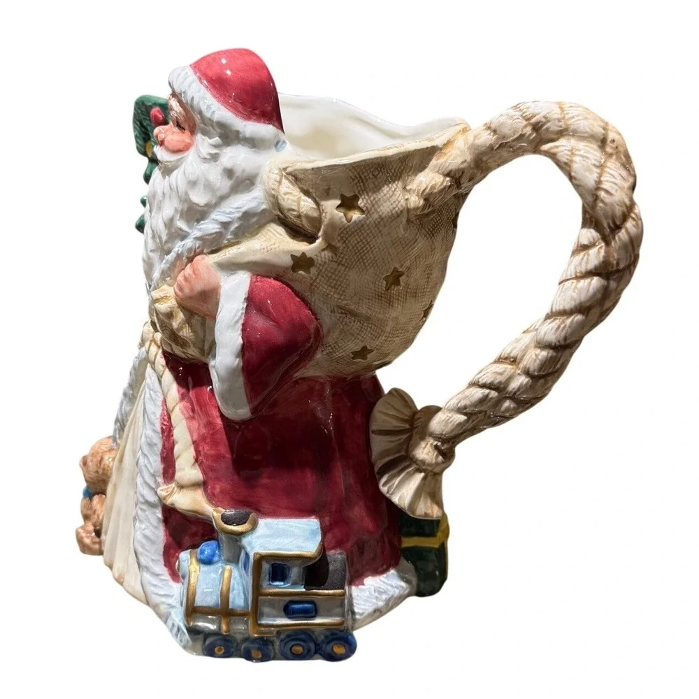 Vtg Fitz & Floyd Omnibus Santa Christmas Pitcher 1994 Christmas Tree Presents 9